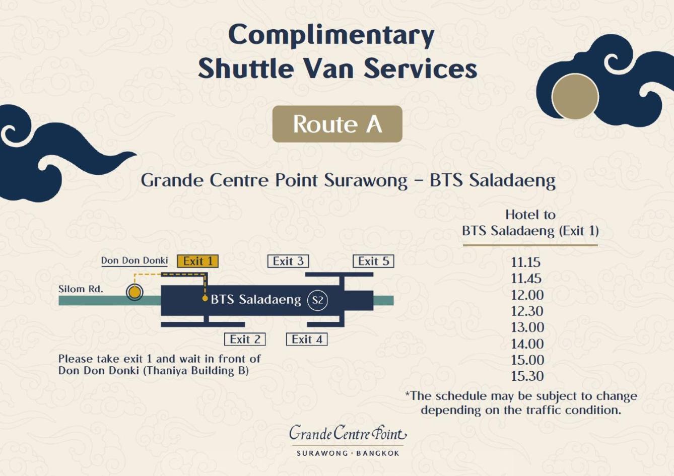Grande Centre Point Surawong Bangkok Hotell Eksteriør bilde Complimentary shuttle van services